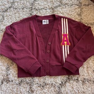 Adidas Collegiate Maroon Cropped Cardigan - 2XS, but fits like a Small